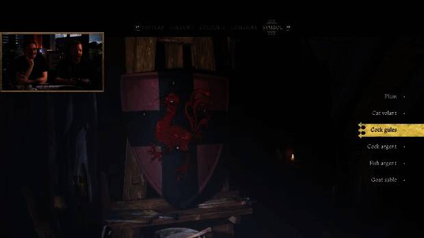 盾牌定制界面预览图，展示多种图案与颜色组合选项