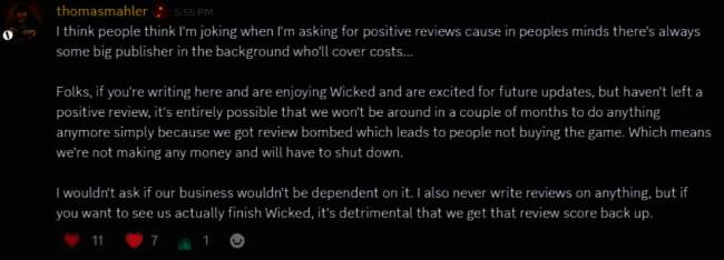 玩家在Steam平台上发布的关于《恶意不息》的讨论截图