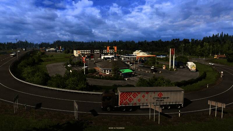 游戏画面展示斯堪的纳维亚地区的新开合桥与高速公路交汇处，细节丰富