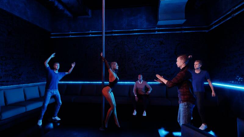 多人合作模式画面，朋友共同参与夜店运营