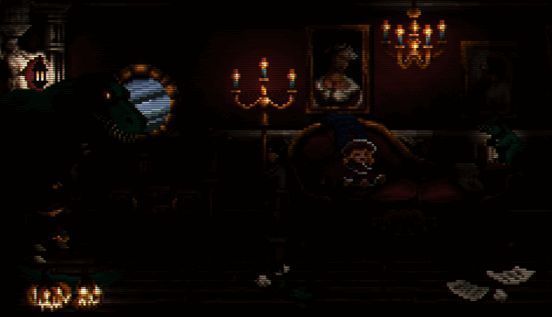 游戏内截图，展示主角在昏暗走廊中手持手电筒小心翼翼前行的画面