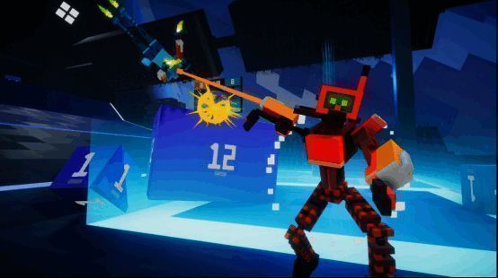 游戏中玩家正在进行激烈的对战，场景充满未来科技感