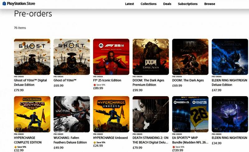 美国PlayStation商店预购榜单截图