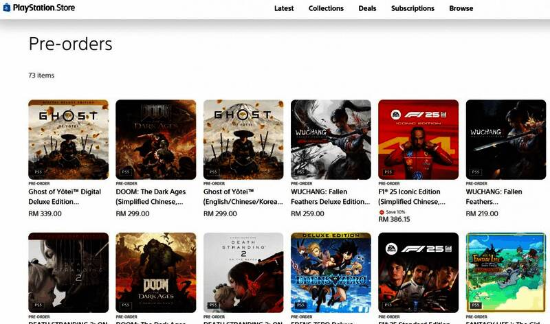 新加坡PlayStation商店预购榜单截图展示《羊蹄山之魂》位居前列