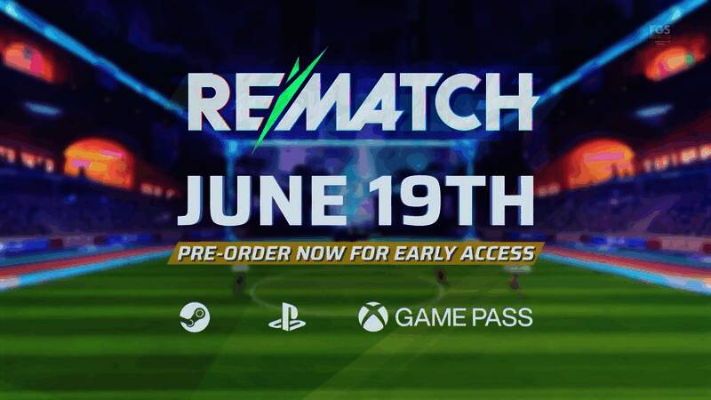 《Rematch》游戏画面展示球员激烈对抗瞬间，绿茵场上动作流畅自然