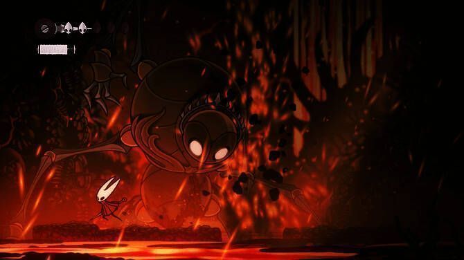 《空洞骑士：丝之歌》游戏原画，画面呈现主角大黄蜂在神秘场景中穿梭