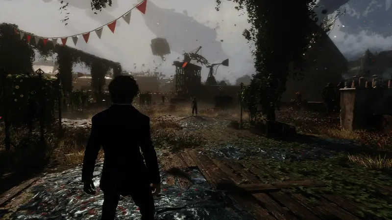 游戏主视觉图展示了一支探险队伍在神秘光影中前行的场景