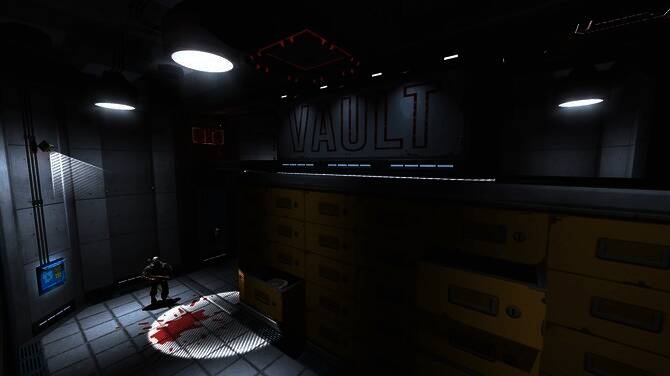 游戏实机画面展示角色在狭窄通道中躲避敌人巡逻的紧张时刻