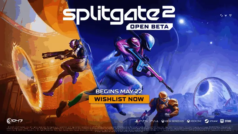 《分裂之门2》最新游戏截图，展现未来科技风格战场，角色手持高科技武器穿梭于传送门之间