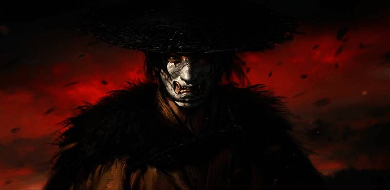 《羊蹄山之魂》角色立绘与环境艺术图，展现主角阿鹤的武士形象与北海道风情