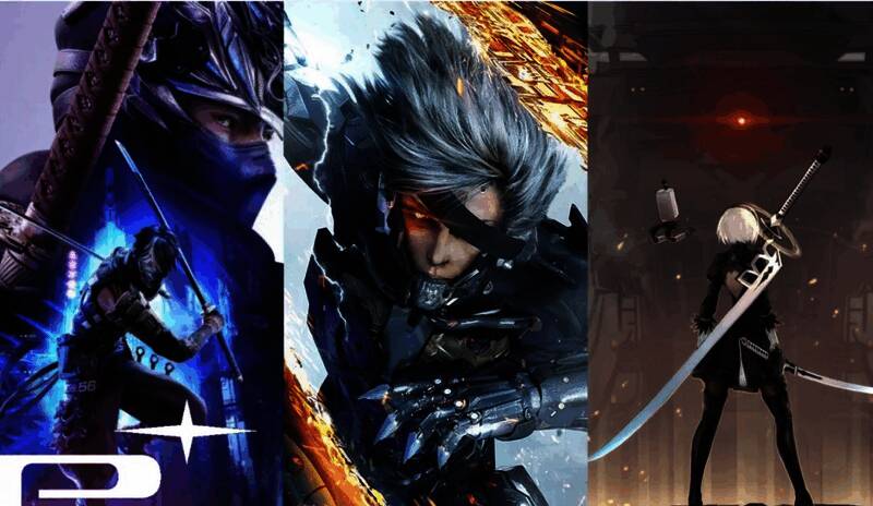 白金工作室LOGO与团队工作场景，背景展示多款经典游戏封面