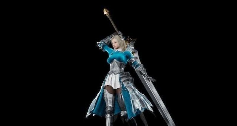 黛莉娅手持巨剑，英姿飒爽，背景为战场氛围渲染