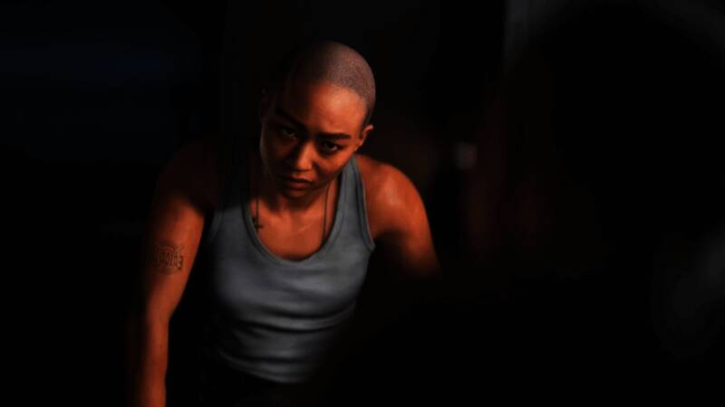 游戏角色表情特写，眼神中透露出孤独与恐惧的情绪