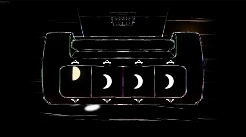 游戏过场动画截图，迷雾笼罩的村庄若隐若现