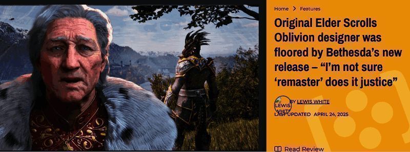 Bruce Nesmith接受采访的画面，背景为《上古卷轴》LOGO