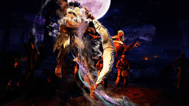 艾琳娜在异国风情背景下展示高难度踢技动作