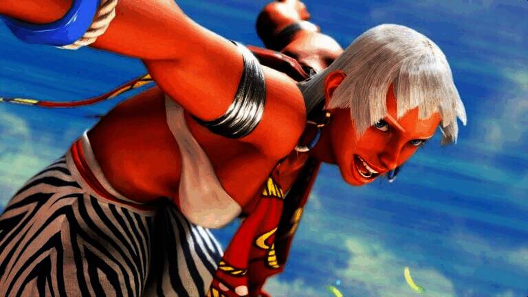 艾琳娜在空中施展连段踢技，画面特效炫目