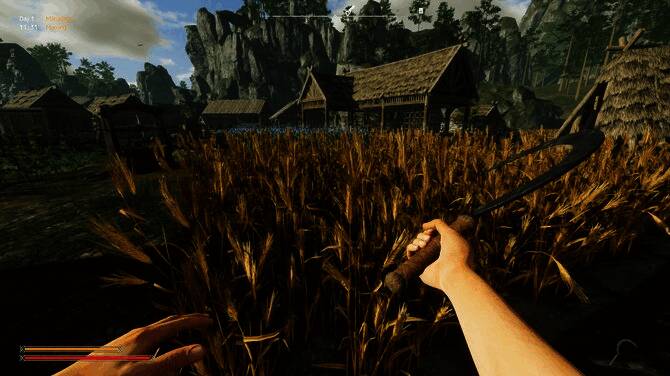 夜晚篝火旁的角色互动，体现维京文化氛围