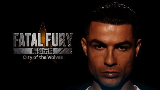 《饿狼传说：群狼之城》官方公布的C罗角色概念图，身穿标志性球衣，摆出庆祝进球姿势