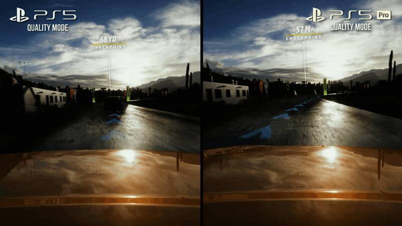 城市街道赛段，建筑物细节与广告牌纹理清晰可见