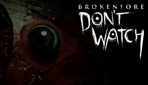 《破碎怪谈：切勿直视》游戏封面艺术图，画面中一双充满恶意的眼睛在黑暗中凝视着玩家