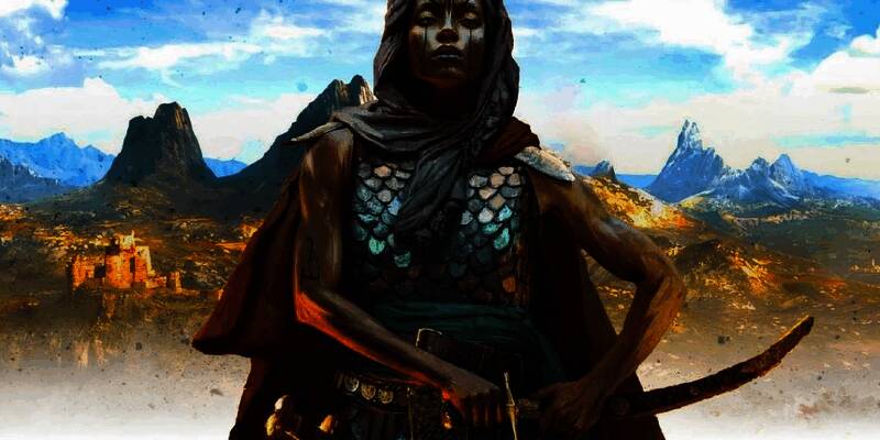 陶德·霍华德在工作室中接受采访的画面，背景为游戏概念图