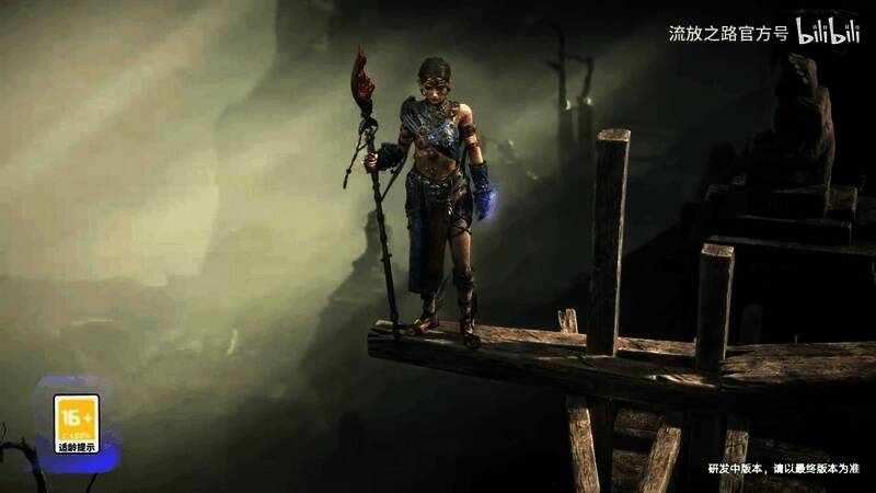 《流放之路：降临》游戏画面展示，角色在黑暗风格场景中战斗