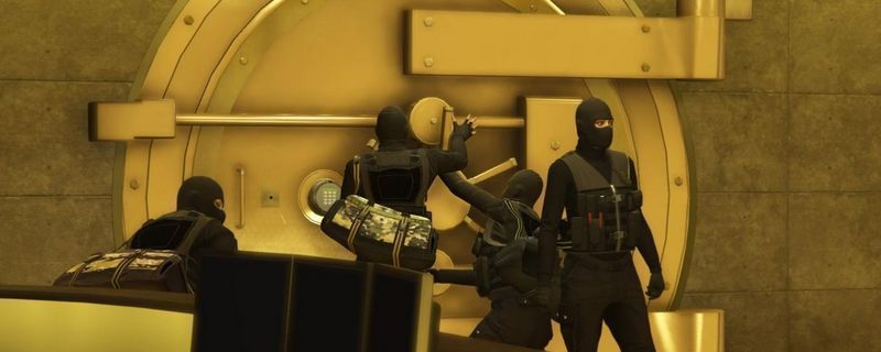 GTAOL游戏界面展示DC劫案任务中的指纹锁关卡，界面中显示多个颜色区块和解锁提示