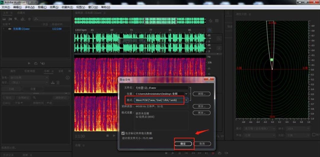 音频导出设置界面展示多种格式选项