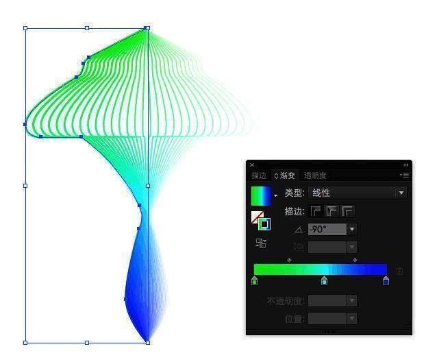 左侧路径应用绿-青-蓝渐变色的效果图