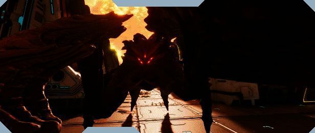 四名玩家围攻巨型外星虫类生物，爆炸特效与激光交织，场面激烈震撼