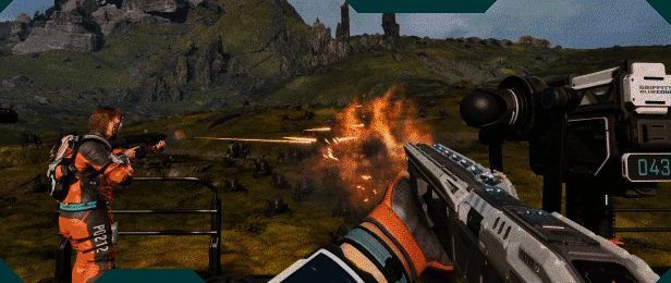 两名玩家并肩作战，一人持枪掩护，另一人维修发电机，展现紧密配合