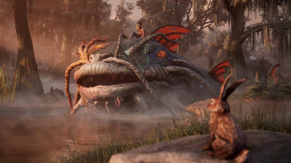 普罗斯佩罗镇全景图，破败教堂、摇曳灯笼与浓雾交织，呈现出典型的南方哥特式建筑美学