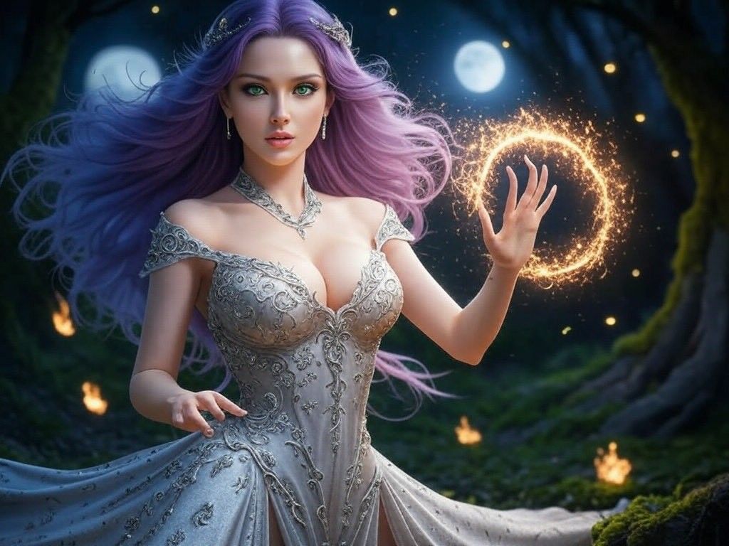 Grok文生图女巫最终展示图，体现AI图像生成的标准化倾向