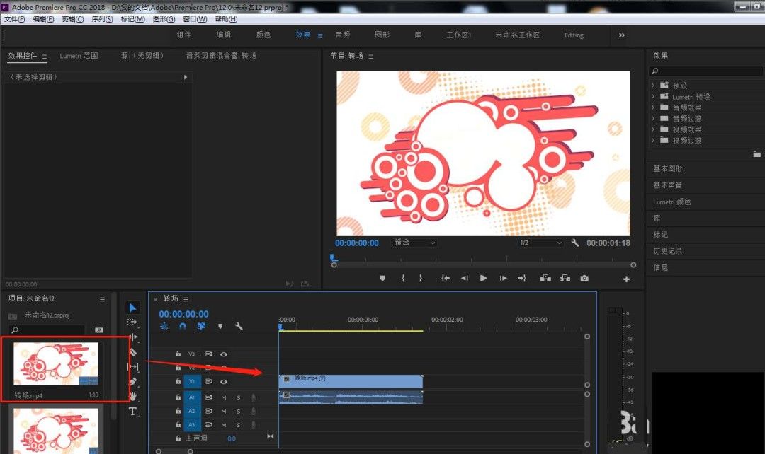 效果面板中展开的视频变换选项，垂直翻转被高亮显示