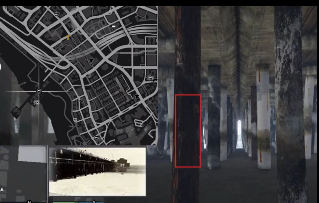 玩家站在溪流边准备进入山洞的场景，环境阴暗充满神秘感