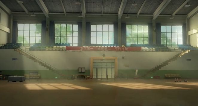 多名玩家角色在球场中集结备战，表情各异，气氛紧张又热血