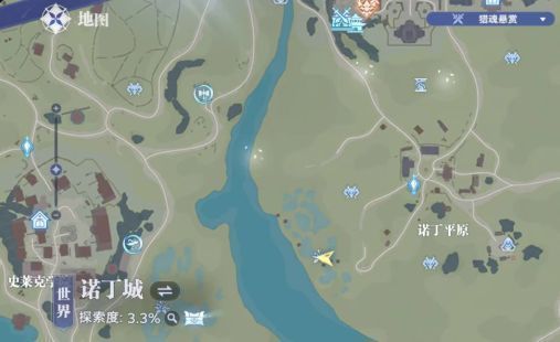 八角冰草在河边发光效果特写，地面泛起蓝色微光，角色正准备采集