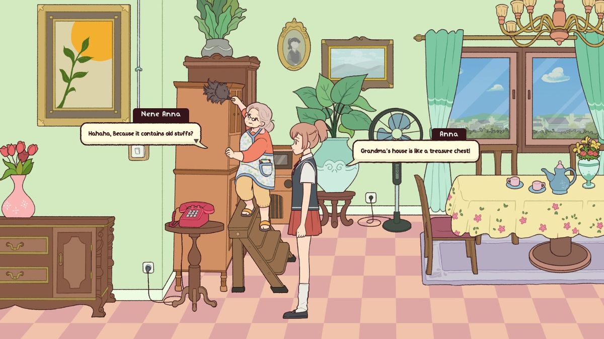 游戏UI界面展示任务列表，包括‘泡一杯热茶’、‘听磁带’等日常活动选项，风格简约怀旧