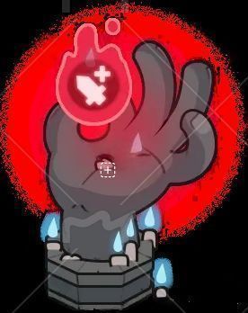 迷雾大陆游戏中红塔建筑外观特写，塔身通体鲜红，周围环绕战斗特效光晕