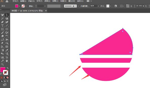 分割后底层矩形仅保留上方圆形区域内的图形部分