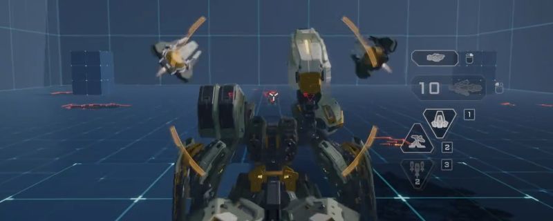 解限机游戏中剑龙机甲在战场上释放全套技能的震撼画面，炮火轰鸣特效满屏炸裂