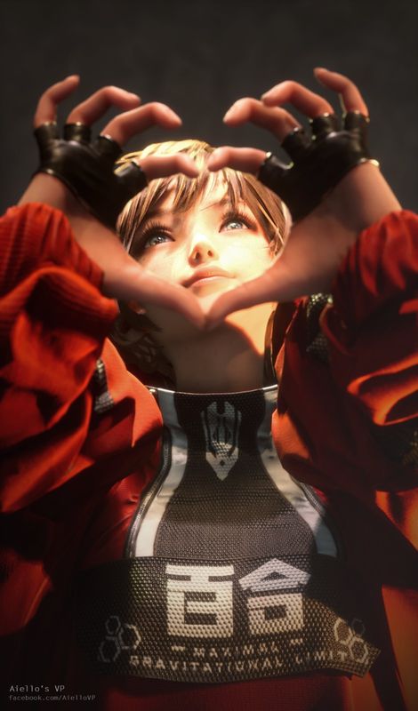 角色倚靠机械残骸，光影交错，眼神深邃，充满末世氛围