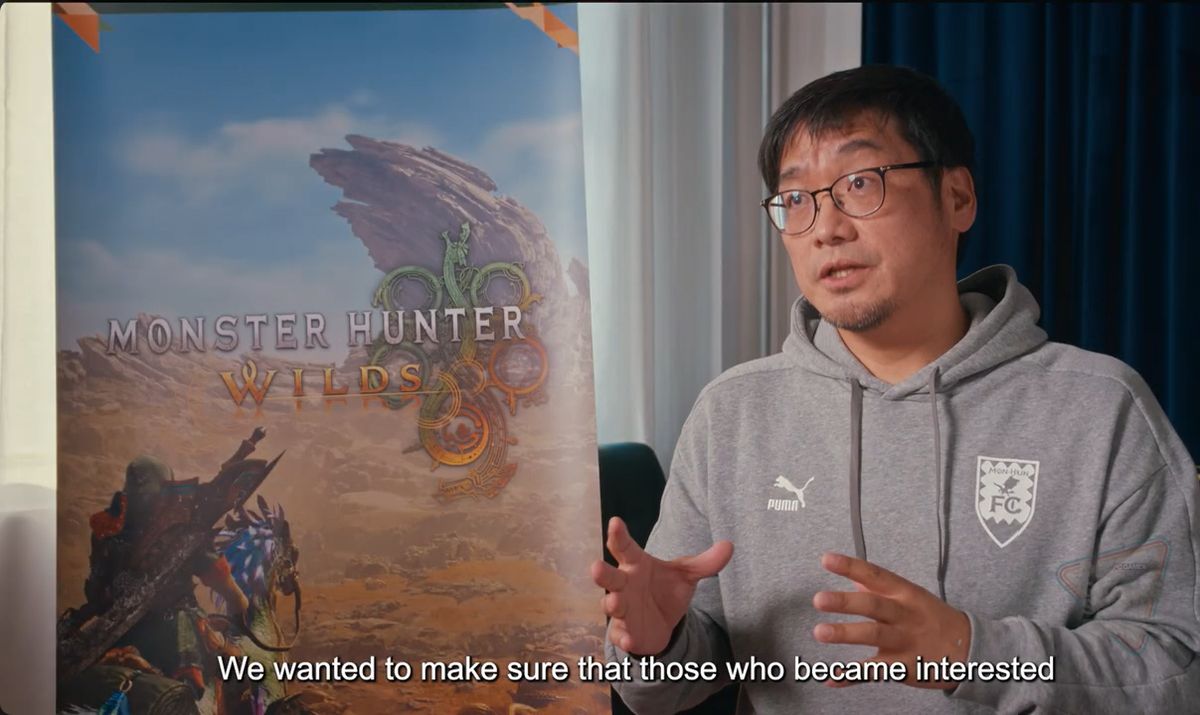 《怪物猎人：荒野》游戏画面展示巨型飞龙掠过峡谷，环境细节丰富，光影效果逼真