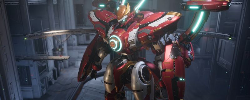 《解限机》中比那卡机甲宇宙星神阿波罗涂装效果图，整体呈现黑灰基调搭配金色与红棕点缀，充满未来感与神性光辉