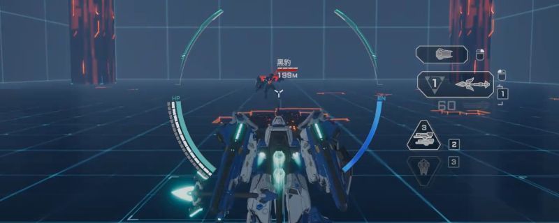 《解限机》游戏中龙渊机甲与黑豹机兵激烈对战的场景，战场背景为破碎城市，技能特效炫目