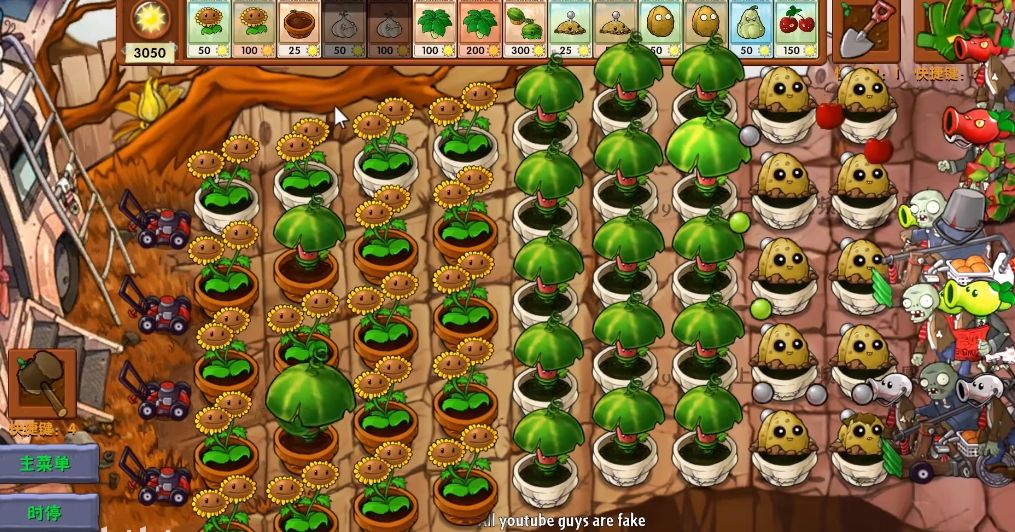 西瓜伞击退一名铁桶僵尸，瞬间释放能量波，周围多个僵尸受到连锁伤害