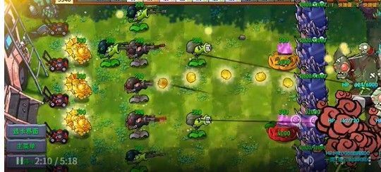 死神狙击射手释放大招瞬间，巨大蘑菇云在僵尸群中爆发，火光冲天，多个僵尸被同时炸飞