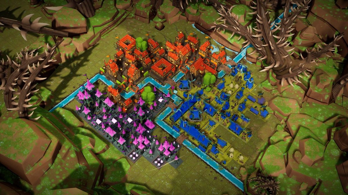 冬季雪景小镇，屋顶覆雪，居民点燃篝火，营造温馨节日氛围