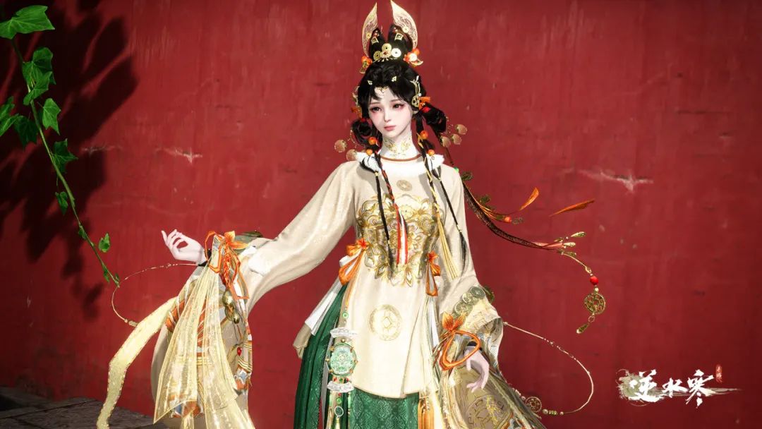 玩家角色穿着节日主题时装在主城游历，周围飘落烟花特效，节日氛围浓厚